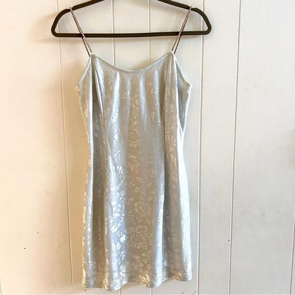 Vintage Jessica McClintock Gunne Sax Jeweled Mini Dress - Picture 1 of 12